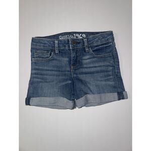 Gap Kids 1969 Girls Denim Shorts Size 5 Regular Adjustable Waist Cuffed